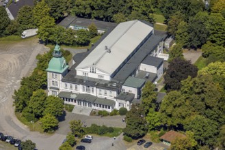 Aerial view, Historic New Schützenhalle Lüdenscheid with tower, event location