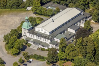 Aerial view, Historic New Schützenhalle Lüdenscheid with tower, event location