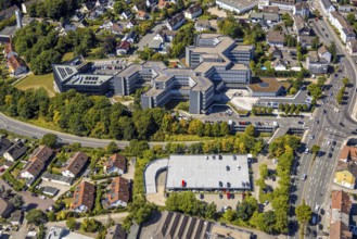 Aerial view, district house local administration, Lüdenscheid city, Lüdenscheid, Sauerland, North
