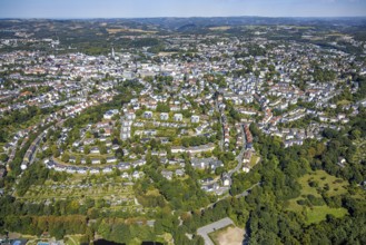 Aerial view, city centre view residential area around Hohfuhrstraße, town hall and town hall