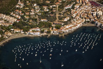Bay of Cadaques, sailing boats, old town, Parc Natural Cap De Creus, Cadaqués, Costa Brava,