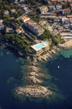 Almadraba Park Hotel with pool, Mediterranean Bay of Roses, blue water, Roses, Costa Brava,