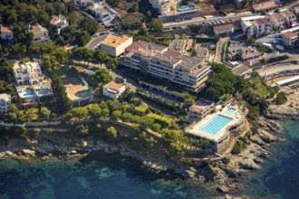 Almadraba Park Hotel with pool, Mediterranean Bay of Roses, blue water, Roses, Costa Brava,