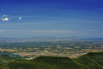 Banyoles, Costa Brava, Catalonia, Spain, Sant Miquel de Campmajor, Europe, aerial view, birds-eyes