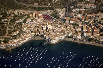 Bay of Cadaques, sailing boats, old town, Parc Natural Cap De Creus, Cadaqués, Costa Brava,