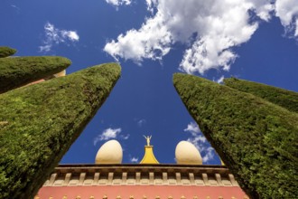 Dali Museum, Dali Museum in Figueres, detail with blue cloudy sky, Figueres, Figueras, Catalonia,