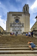 Staircase to the Cathedral of Santa Maria of Gerona, Catedral Santa Maria de Girona, Girona,