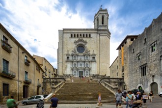 Staircase to the Cathedral of Santa Maria of Gerona, Catedral Santa Maria de Girona, Girona,