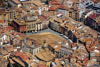 Old town, Placa Major, market place of Vic, Vic, Costa Brava, Catalonia, Spain, Europe, aerial
