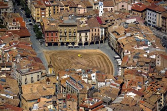 Old town, Placa Major, market place of Vic, Vic, Costa Brava, Catalonia, Spain, Europe, aerial