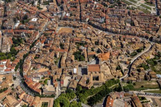 Old Town, Vic, Costa Brava, Catalonia, Spain, Europe, aerial view, birds-eyes view, aerial