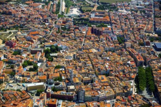 Overview of Figueres with Dali Museum, Costa Brava, Catalonia, Spain, Figueres, Europe, aerial