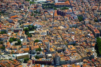 Overview of Figueres with Dali Museum, Costa Brava, Catalonia, Spain, Figueres, Europe, aerial