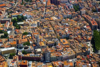 Overview of Figueres with Dali Museum, Costa Brava, Catalonia, Spain, Figueres, Europe, aerial
