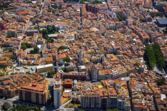 Overview of Figueres with Dali Museum, Costa Brava, Catalonia, Spain, Figueres, Europe, aerial