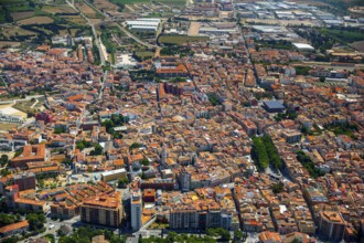 Overview of Figueres, Costa Brava, Catalonia, Spain, Figueres, Europe, aerial view, birds-eyes