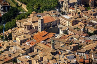 Old Town, Catedral de Sant Pere de Vic, Vic, Costa Brava, Catalonia, Spain, Europe, aerial view,