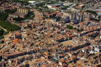 Old town, Placa Major, market place of Vic, overview of the city of Vic, Vic, Costa Brava,