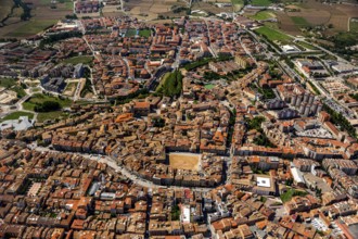 Old town, Placa Major, market place of Vic, Vic, Costa Brava, Catalonia, Spain, Europe, aerial