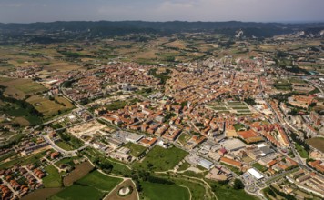 Overview of the city Vic, Vic, Costa Brava, Catalonia, Spain, Europe, aerial view, birds-eyes view,