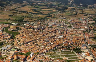 Overview of the city Vic, Vic, Costa Brava, Catalonia, Spain, Europe, aerial view, birds-eyes view,