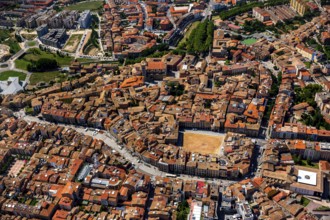 Old town, Placa Major, market place of Vic, Vic, Costa Brava, Catalonia, Spain, Europe, aerial