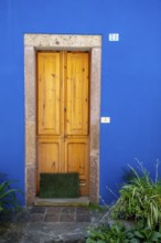 Sardinia, Blue House with picturesque door, Bosa, Europe, Province of Oristano, Italy,