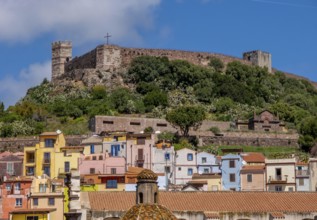 Sardinia, Town View Residential Houses and Castle Castello di Serravalle, Bosa, Europe, Province