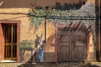 Sardinia, House with Murals, Sardinia landmark, Tinnura, Europe, Province of Oristano, Italy,