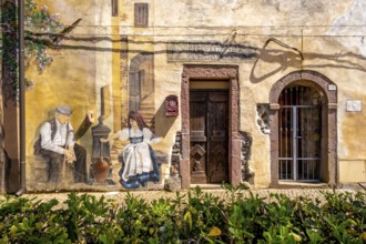 Sardinia, House with Murals, Sardinia landmark, Tinnura, Europe, Province of Oristano, Italy,