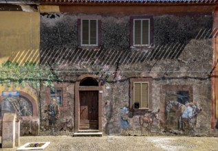 Sardinia, House with Murals, Sardinia landmark, Tinnura, Europe, Province of Oristano, Italy,