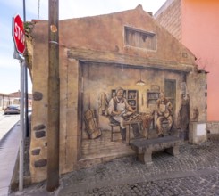 Sardinia, House with Murals, Sardinia landmark, Tinnura, Europe, Province of Oristano, Italy,