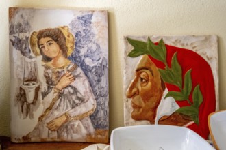 Sardinia, painted artwork wall frescoes, portrait painting by Pina Monne, Tinnura, Europe, Province