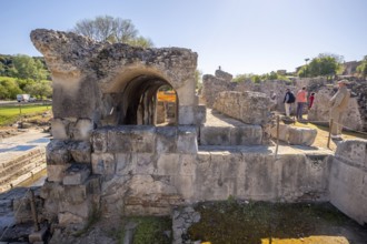 Sardinia, Terme Romane Fordongianus, Roman baths and thermal baths, tourists at historical