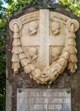 Sardinia, national flag in stone, Per iniziativa del Reduci, Santu Lussurgiu, Europe, Province of