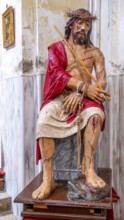 Sardinia, maltreated and bleeding Jesus figure, crown of thorns, Bosa, Europe, Province of