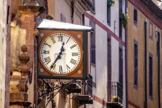 Sardinia, historical clock on a house wall, Bosa, Europe, Province of Oristano, Italy, old,