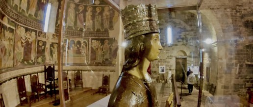 Sardinia, Madonna figure with crown, Santissima TrinitÃƒÂ di Saccargia, Romanesque church,