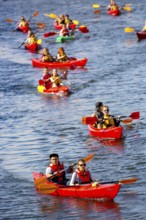 GdaÅsk, canoeists, tourists on the Motlawa, Gdansk, Baltic Sea coast, Baltic Sea, pomorskie,