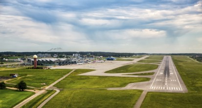 Approach to Gdansk International Airport, runway, GdaÅsk, Baltic Sea coast, pomorskie, Poland,
