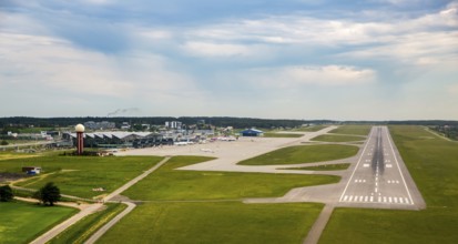 Approach to Gdansk International Airport, runway, GdaÅsk, Baltic Sea coast, pomorskie, Poland,