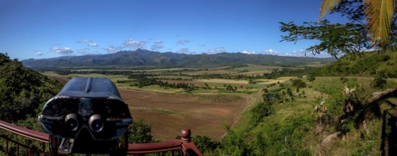 Valle De Los Ingenios Panorama, Mirador viewpoint with binoculars, Cuba, Pinar del Río, Cuba,