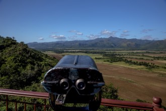 Valle De Los Ingenios Panorama, Mirador viewpoint with binoculars, Cuba, Pinar del Río, Cuba,