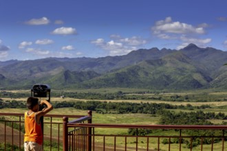 Mirador, Viewpoint over the valley of Ingenios, Valle de los Ingenios with little boy and