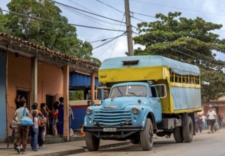Bus stop and lorry for passenger transport, bus, public transport, local public transport, lorry in