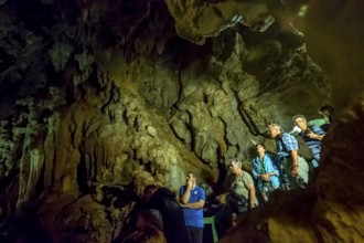 Tourists roam the caves, Caves of the Indians, Cueva del Indio, underground caves with a