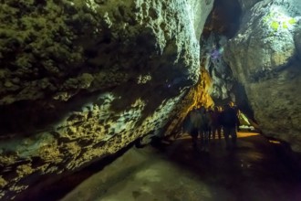 Tourists roam the caves, Caves of the Indians, Cueva del Indio, underground caves with a