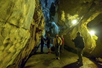 Tourists roam the caves, Caves of the Indians, Cueva del Indio, underground caves with a