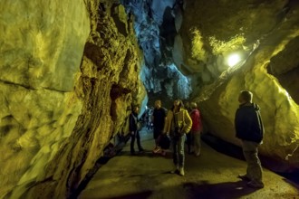 Tourists roam the caves, Caves of the Indians, Cueva del Indio, underground caves with a