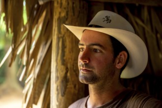 Tobacco farmer, tobacco farmer Luis Manne Alvares Rodrigues on his tobacco farm in the Vinales